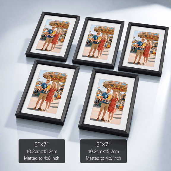 5x7 Picture Frames 6 Pack Black For Tabletop Wall Display