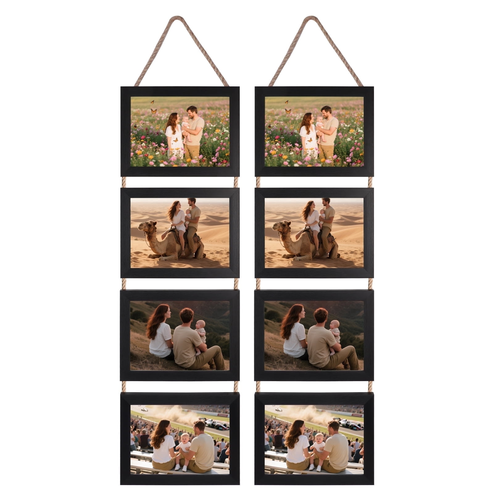 5x7 Picture Frames Collage Set of 2, Black 8 Opening Horizontal Frame for Wall Decor, Gifts for Mom Grandma Women