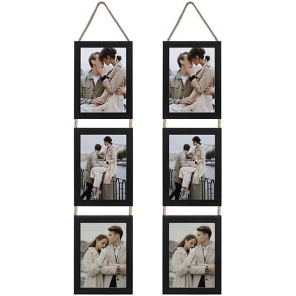 5x7 Picture Frames Collage Wall Decor, Black 6 Opening 5 by 7 Vertical Picture Frame for Wall Hanging, Multiple 5 x 7 Frames for Wedding Birthday Thanksgiving Mother's Day
