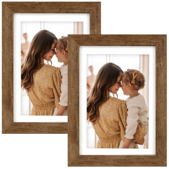 AEVETE 5x7 Picture Frames Rustic Wood Tabletop or Wall Display for Home Decor and Gifts, 2 Pack