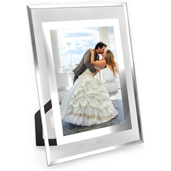 5x7 Picture Frames - Glass Photo Frame for Tabletop/Desktop Display, Horizontal/Vertical Orientation, Silver Finish