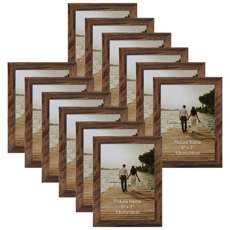 5x7 Picture Frames Set of 12,Rustic Brown 5 by 7 Photo Frame for Wall and Tabletop Display