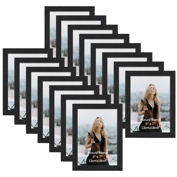 5x7 Picture Frames Set of 15,Multi Black 5 by 7 Photo Frame for Wall or Tabletop Display