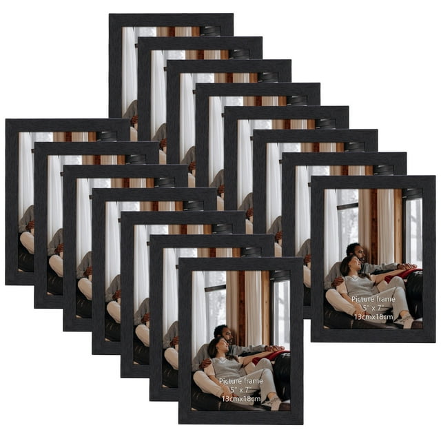 5x7 Picture Frames Set of 15,Multi Black 5 by 7 Photo Frame for Wall or Tabletop Display