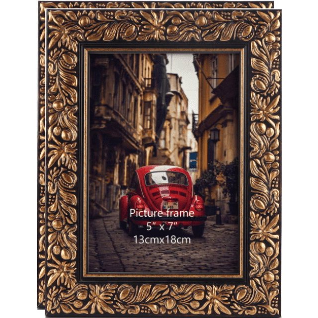 5x7 Picture Frames Set of 2, Vintage Flower Relief Photo Frame 5 by 7