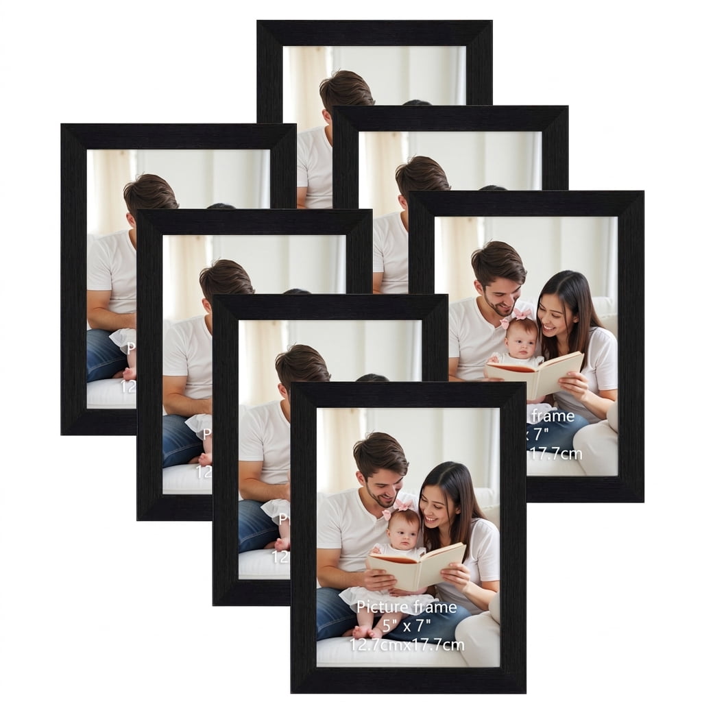 5x7 Picture Frames Set of 7, Classic 5x7 Photo Frame for Tabletop or ...