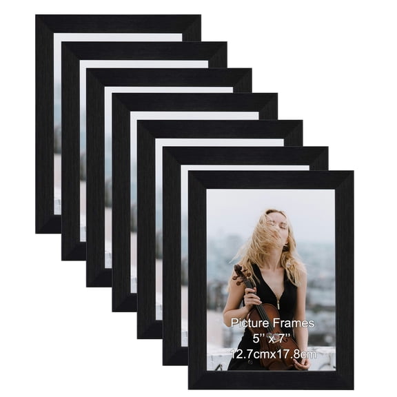 5x7 Picture Frames Set of 7, Classic Black 5x7 Photo Frame for Tabletop or Wall Decoration