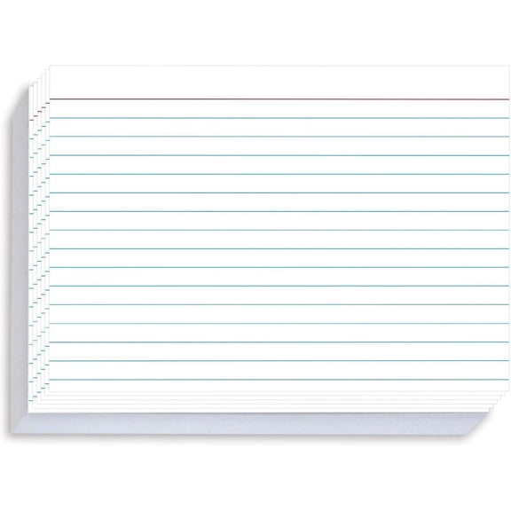 5x7 Ruled Index Cards 50 count - Heavyweight White Note Cards for Office Organization - Large Lined Flashcards for Recipe Cards, Public Speaking & Task - 250gsm Thick Paper Note Cards