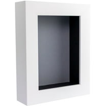 5x7 Shadow Box Frame In White With A 1 3/4" Usable Depth Includes Grey Acid-Free Backing, UV