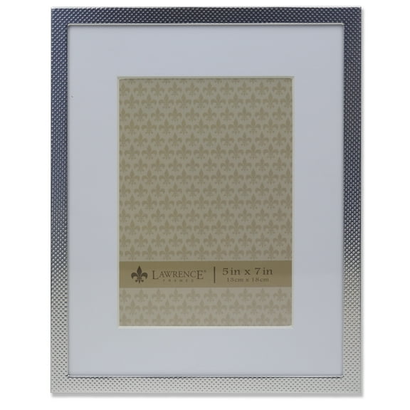 5x7 Silver Metal Picture Frame with Bevel Cut Mat - Pin Dot Design
