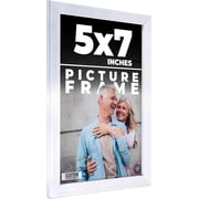 5x7 Silver Wood Picture Frame - UV Acrylic, Foam Board Backing, Hanging Hardware