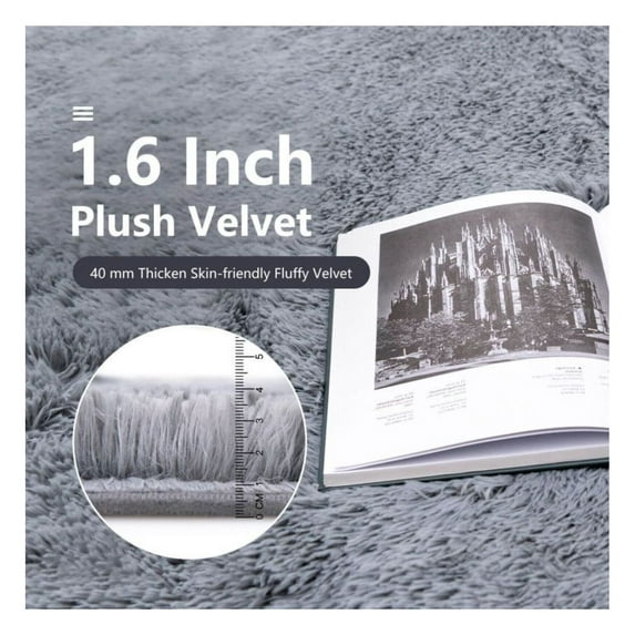 5x7 Soft Shag Area Rug - Modern Rectangular Rug for Living Room Bedroom - Non-Shedding Plush Carpet with Anti-Slip Backing - Easy Care & Pet Friendly - Gray