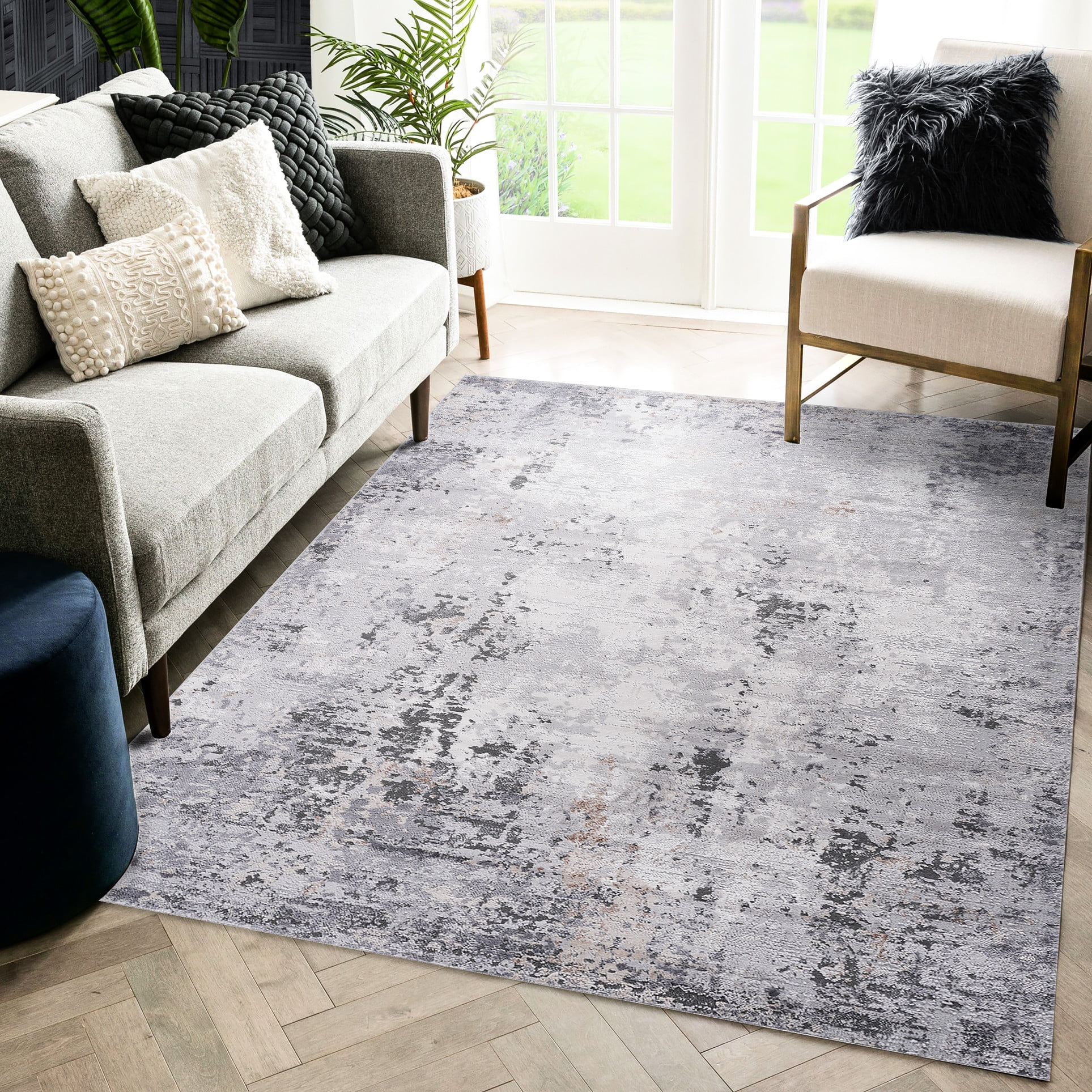 5x7 Stain Area Rug In /sand Abstract - And Practical For Bedroom ...