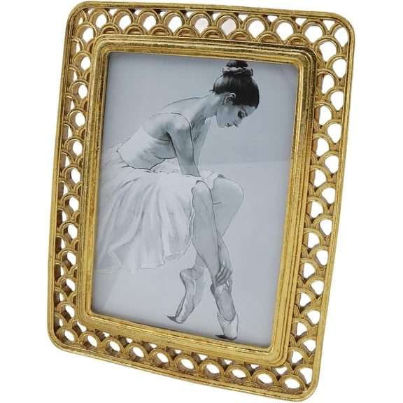 5x7 Vintage Gold Photo Frame with Glass Front – an Antique-Style Tabletop Display Piece for Retro Home Decor