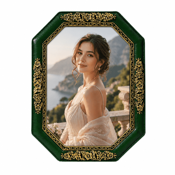 5x7 Vintage Picture Frame , Baroque octagon green Picture Frames,Vertically or Horizontally, Wall Hanging and Tabletop Display,Perfect Gift Choice,Photo Display