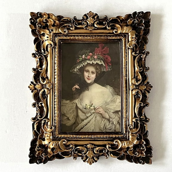 5x7 Vintage Picture Frame with Embossed Flower Design, Baroque Black Picture Frames,Vertically or Horizontally, Wall Hanging and Tabletop Display