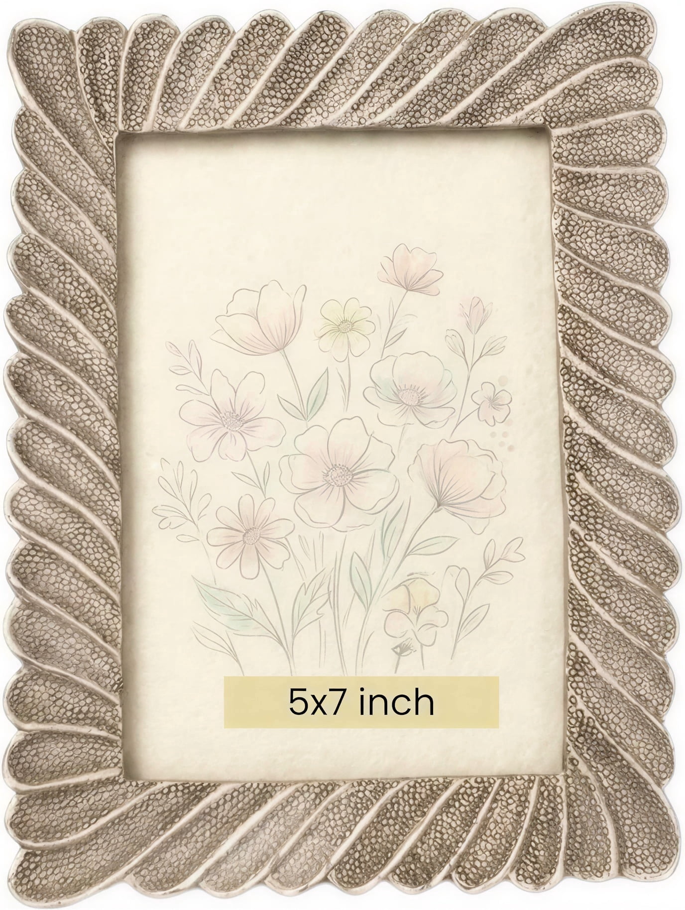 Wave Event Display 5x7 Vintage Picture Frames, Antique Silver Resin Photo Frame with Fan ...