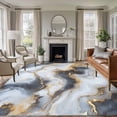 thumbnail image 1 of 5x7 Washable Area Rug, Abstract Impressionist Style Non-Slip Large Rectangle Rug for Living Room Bedroom, Gary Gold Marble Texture Indoor Floor Mat for Home Decor, 1 of 9
