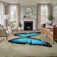 thumbnail image 1 of 5x7 Washable Area Rug, Blue Butterfly Non-Slip Large Rectangle Rug for Living Room Bedroom, Vintage Brown Retro Bug Farm Indoor Floor Mat for Home Decor, 1 of 9