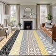 thumbnail image 1 of 5x7 Washable Area Rug, Geometric Bohemia Non-Slip Large Rectangle Rug for Living Room Bedroom, Stripes Brown Yellow and Black Indoor Floor Mat for Home Decor, 1 of 9