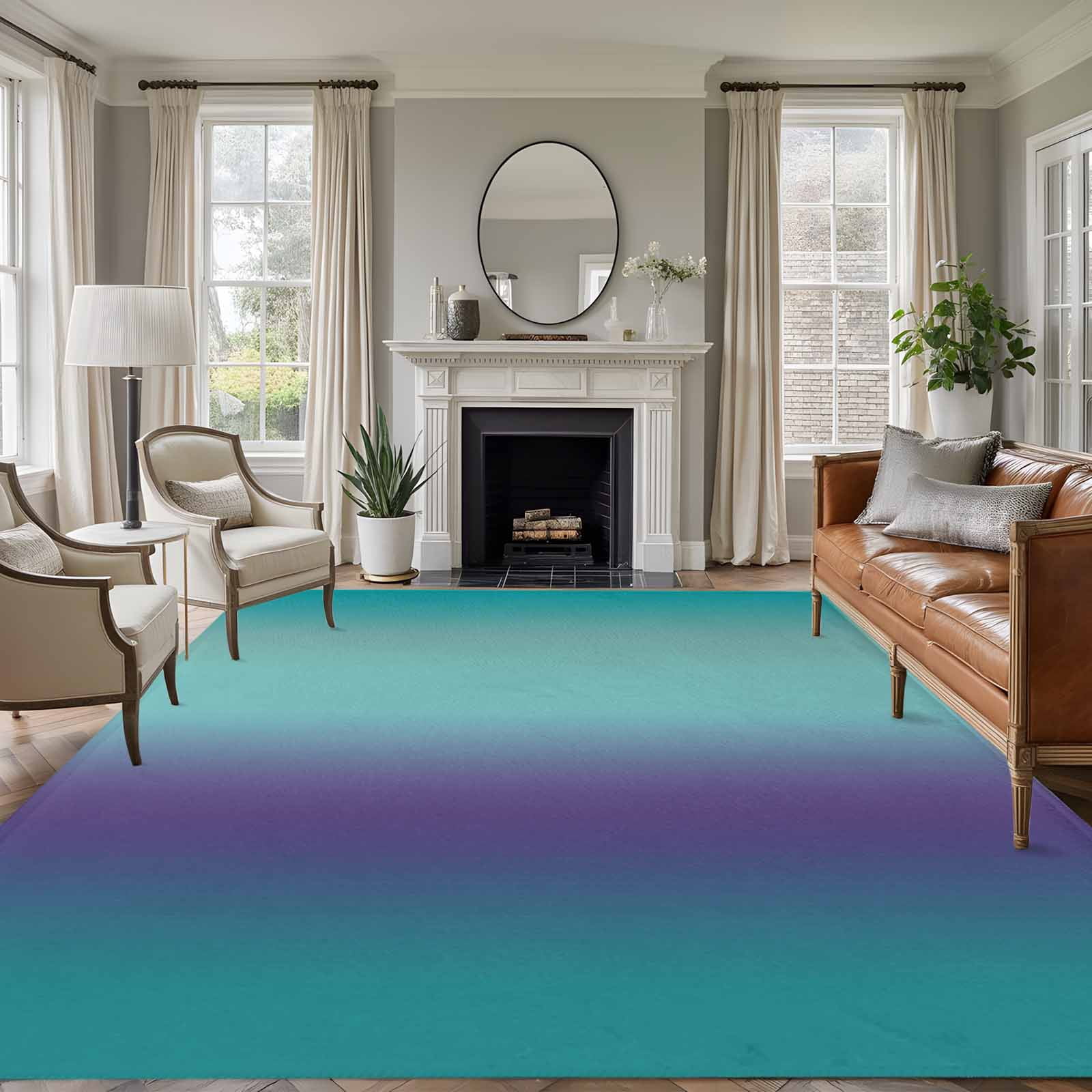 Transitional Tufted Aqua Green Rug 5'6 x 7'5