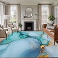 thumbnail image 1 of 5x7 Washable Area Rug, Marble Texture Non-Slip Large Rectangle Rug for Living Room Bedroom, Blue Green Gold Abstract Wave Modern Style Indoor Floor Mat for Home Decor, 1 of 9
