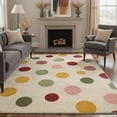 thumbnail image 1 of 5x7 Washable Area Rug with Non Slip Backing, Low Pile Lightweight Print Pattern for Living Room and Bedroom, Machine Washable Indoor Carpet Dots, Ivory, 1 of 1