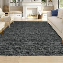 5x7 Washable Area Rug, Soft Non-Slip Modern Rug for Bedroom, Living Room, Office, Dining Room, Ultra-Thin, Black