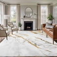 thumbnail image 1 of 5x7 Washable Area Rug, White Gold Marble Non-Slip Large Rectangle Rug for Living Room Bedroom, Abstract Marble Texture Contemporary Indoor Floor Mat for Home Decor, 1 of 9