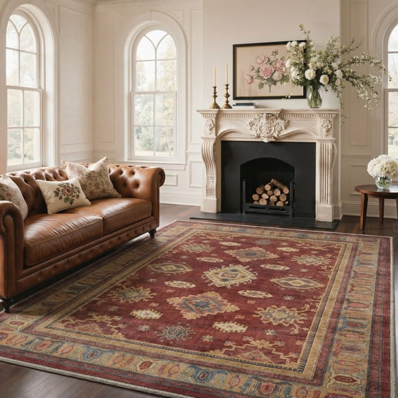 5x7 Washable Area Rugs for Living Room and Bedroom, Machine Washable Non Slip Low Pile Lightweight Print Pattern Rug, Modern Farmhouse Indoor Floor Rug DiamondMidnight