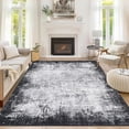 thumbnail image 1 of 5x7 Washable Area Rugs Soft Modern Bordered Abstract Large Rug Foldable Low Pile Indoor Floor Carpet Throw Rugs Dining Room Black/Grey, 1 of 6
