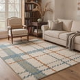 thumbnail image 1 of 5x7 Washable Rugs for Living Room, Non Slip Low Pile Area Rugs, Machine Washable Lightweight Print Pattern Rug for Bedroom, Farmhouse Decor, Plaid Ivory, 1 of 5
