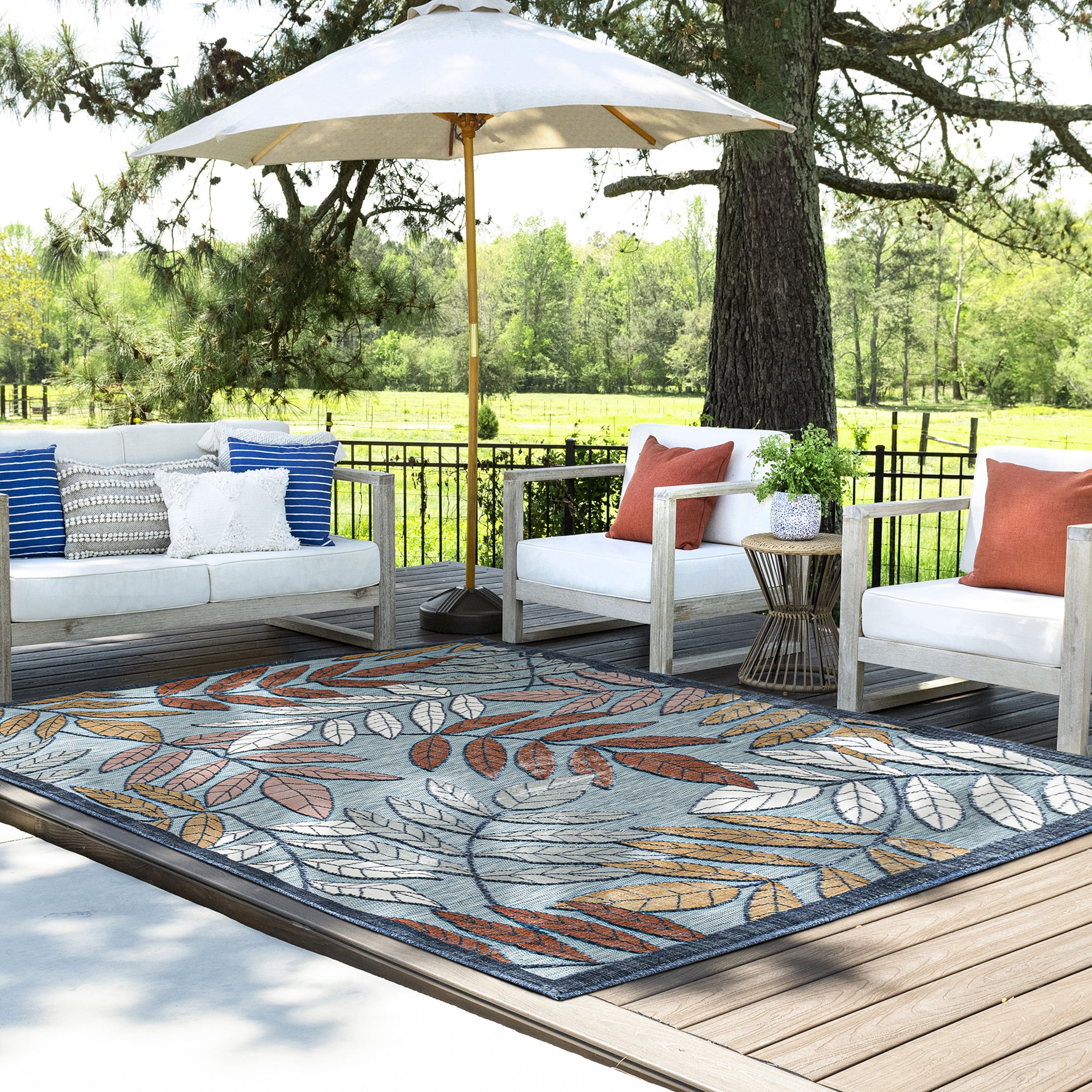 5x7 Water Resistant, Indoor Outdoor Rugs for Patios, Front Door Entry