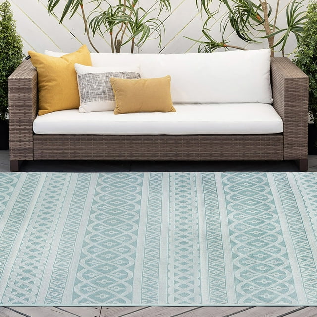 5x7 Water Resistant, Indoor Outdoor Rugs for Patios, Front Door Entry