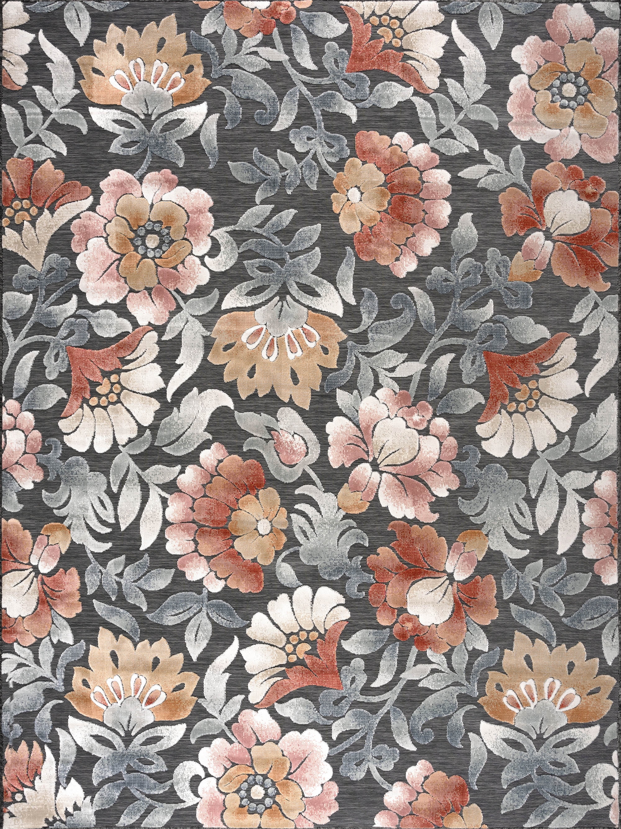 5x7 Water Resistant, Indoor Outdoor Rugs for Patios, Front Door Entry, Entryway, Deck, Porch, Balcony | Outside Area Rug for Patio | Black, Floral | Size: 5'1'' x 7'3''