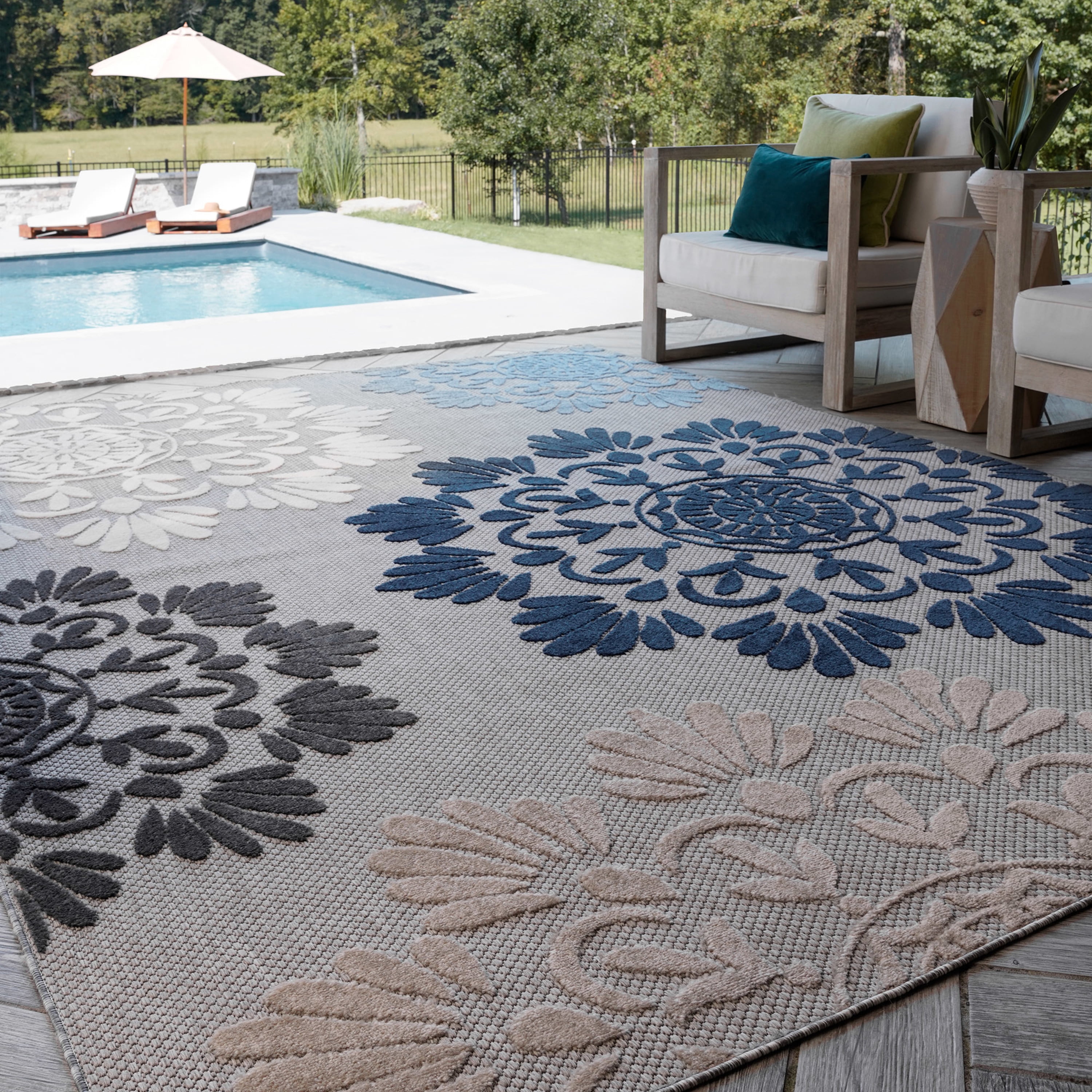5x7 Water Resistant, Indoor Outdoor Rugs for Patios, Front Door Entry