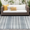 thumbnail image 1 of 5x7 Water Resistant, Indoor Outdoor Rugs for Patios, Front Door Entry, Entryway, Deck, Porch, Balcony | Outside Area Rug for Patio | Blue, Stripe | Size: 5' x 6'11'', 1 of 8