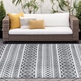thumbnail image 1 of 5x7 Water Resistant, Indoor Outdoor Rugs for Patios, Front Door Entry, Entryway, Deck, Porch, Balcony | Outside Area Rug for Patio | Charcoal, Stripe | Size: 5' x 6'11'', 1 of 8