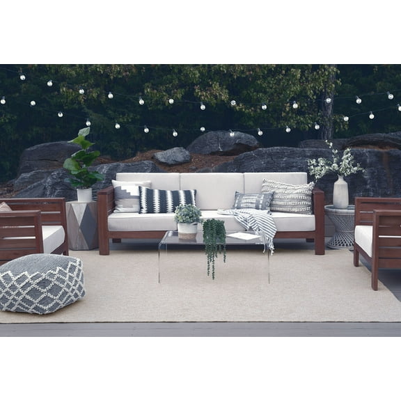 5x7 Water Resistant, Indoor Outdoor Rugs for Patios, Front Door Entry, Entryway, Deck, Porch, Balcony | Outside Area Rug for Patio | Cream, Solid | Size: 5'3'' x 7'3''