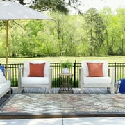 5x7 Water Resistant, Indoor Outdoor Rugs for Patios, Front Door Entry, Entryway, Deck, Porch, Balcony | Outside Area Rug for Patio | Gray, Floral | Size: 5'1'' x 7'3''