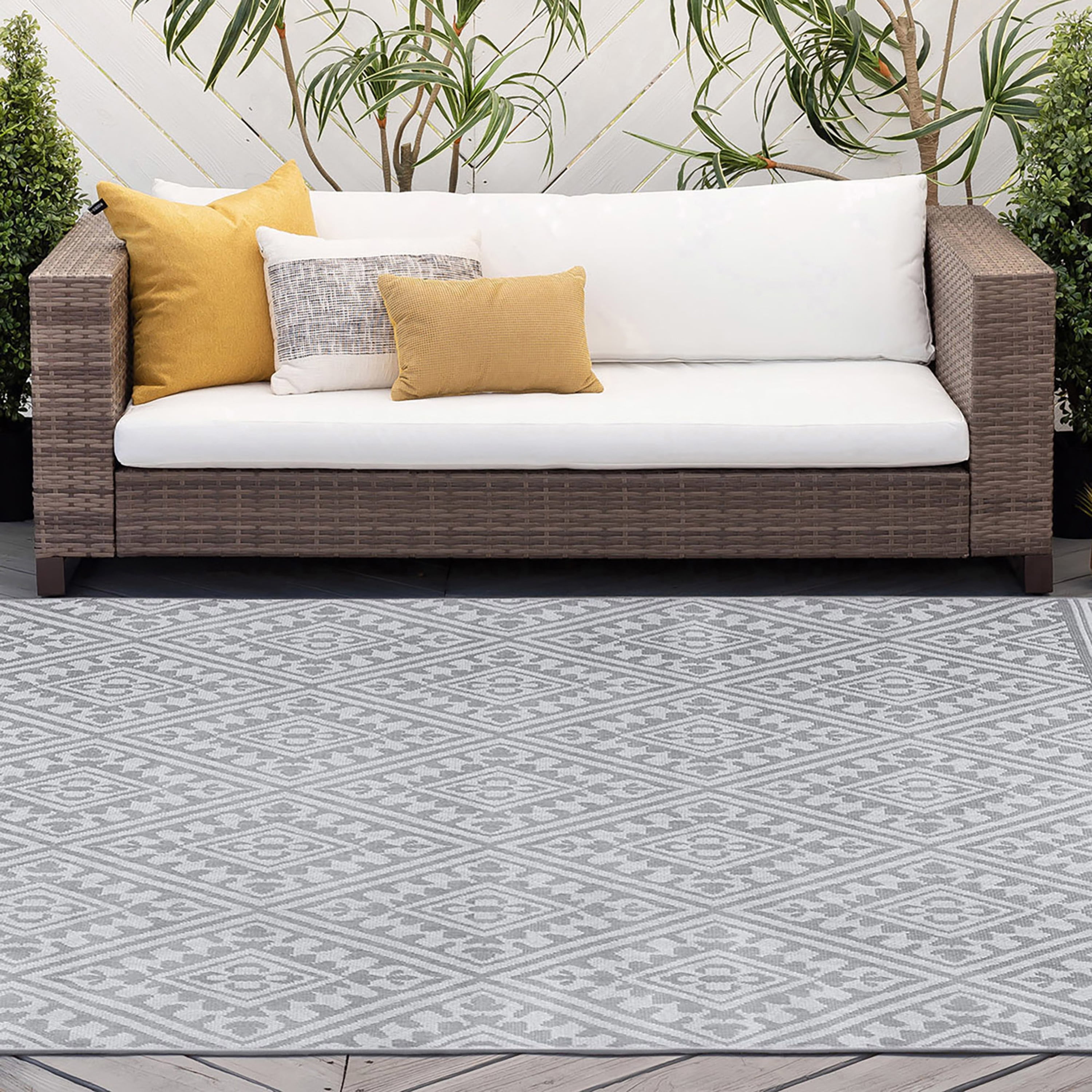 5x7 Water Resistant, Indoor Outdoor Rugs for Patios, Front Door Entry ...