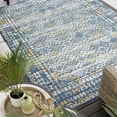 thumbnail image 1 of 5x7 Water Resistant, Indoor Outdoor Rugs for Patios, Front Door Entry, Entryway, Deck, Porch, Balcony | Outside Area Rug for Patio | Navy, Moroccan | Size: 5'3'' x 7'3'', 1 of 10