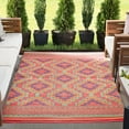 thumbnail image 1 of 5x7 Waterproof, Reversible Plastic Straw Outdoor Rugs for Patios | Also for Camping, RV, Deck, Porch, Balcony, Camp, Patio | Multi-Color, Geometric | Size: 5' x 6'11'', 1 of 6