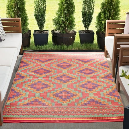 5x7 Reversible Multicolor Polypropylene Outdoor Geometric Area Rug price history and forecast - Bliss Rugs SUN1901 5x7