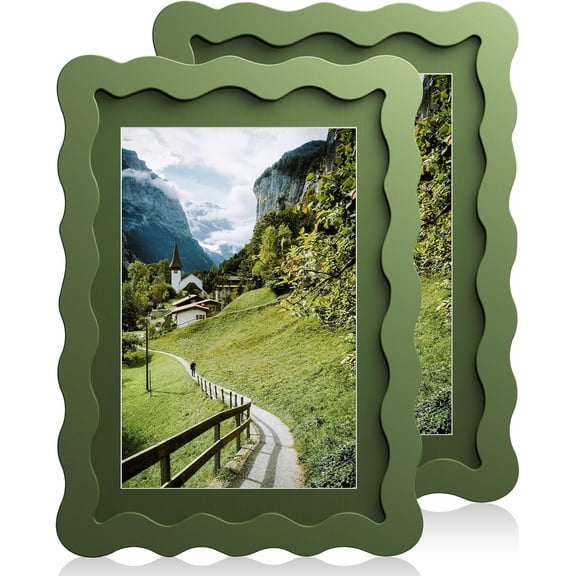 5x7 Wavy Picture Frame with 4x6 Mat, 5 x 7 Wood Frame, Real Glass