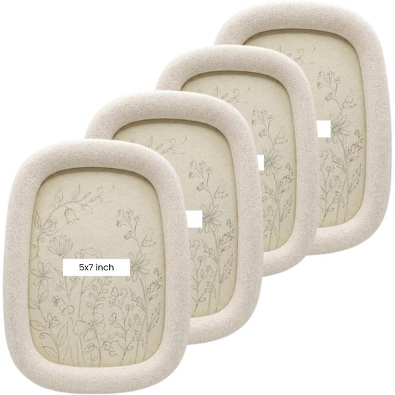 5x7 White Picture Frames, Stone Look Resin Natural Textured Decorative Photo Frames for Home and Office Dcor ( set of 4 )