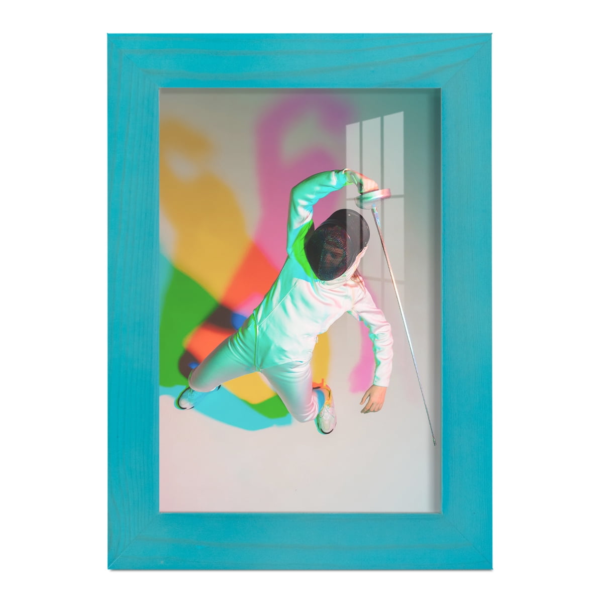 5x7 Wood Grain Picture Frame - Cyan