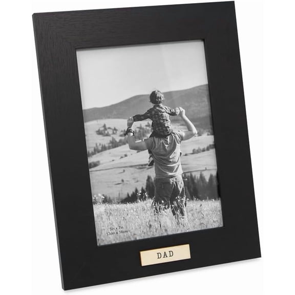 5x7 Wood Sentiments Dad Picture Frame, Vertical Keepsake Photo Frame with Easel and a Hanging Tabs for Tabletop, Desktop & Wall Display, (Black, 5x7)