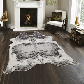 5x7 ft Animal Print Area Rug,Large Faux Cowhide Hide Skin Carpet for Living Room