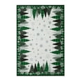 thumbnail image 1 of 5x7 ft Green Christmas Area Rug, Tree Snowflake Checkered Print, Washable, Non-Slip, Holiday Living Room, 1 of 8